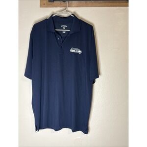 Seattle Seahawks Antigua NFL Polo Embroidered Men's Blue Large